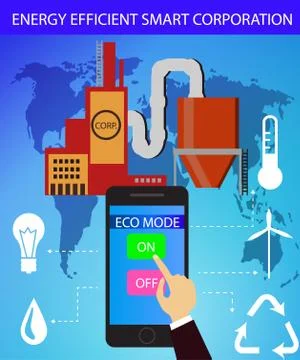 Eco friendly factory on a digital touch screen tablet Stock Illustration