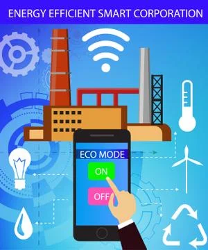 Eco friendly factory on a digital touch screen tablet Stock Illustration