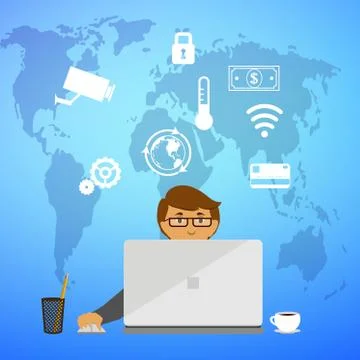 Eco friendly factory on a digital touch screen tablet Stock Illustration