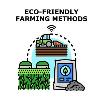Eco friendly farming methods using smart agriculture technology Stock Illustration