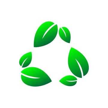 Eco friendly flat icon. Recycle green gradient sign on white background. Illustrazione stock