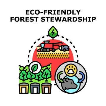 Eco friendly forest stewardship and sustainable resource management Stock Illustration