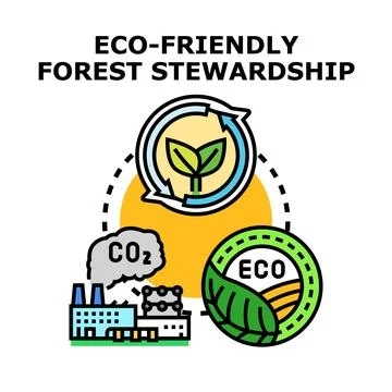 Eco friendly forest stewardship management concept illustration Stock Illustration