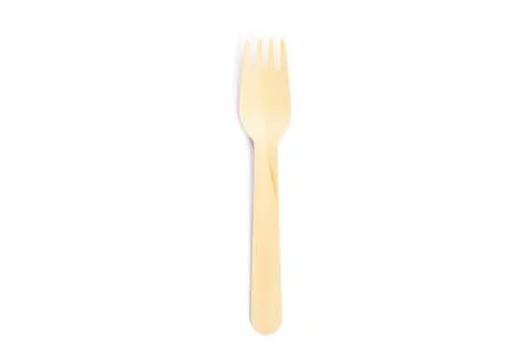 Eco - friendly fork isolated on white background. Disposable tableware Stock Photos