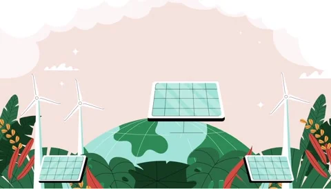 ⁠Eco Friendly Green Energy Concept Cartoon Animation⁠ Stock Footage 337006840