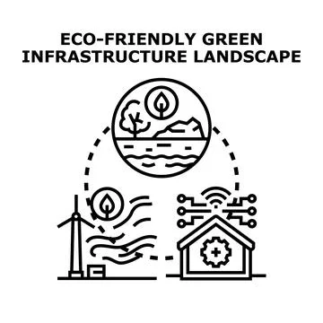 Eco friendly green infrastructure landscape vector concept Stockillustratie