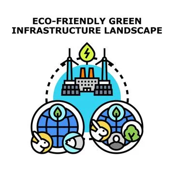 Eco friendly green infrastructure promoting sustainable development Stock Illustration