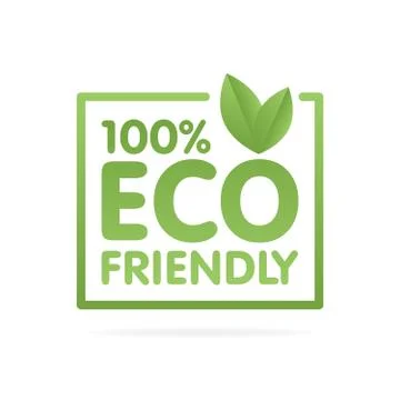 Eco friendly green leaf label sticker. Vector Illustration 스톡 일러스트