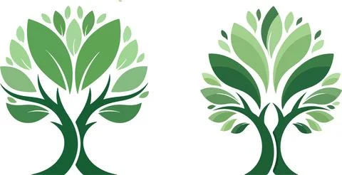 Eco-friendly green tree logo set for environment and sustainable branding. Stockillustratie