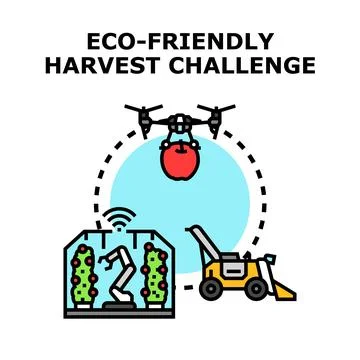 Eco friendly harvest challenge using intelligent farming technology Stock Illustration