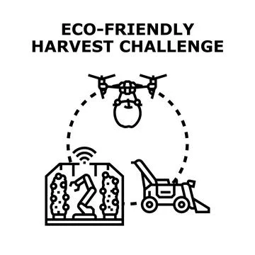 Eco friendly harvest challenge using intelligent farming technology Stock Illustration