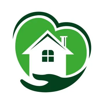  Eco friendly home logo vector icon illustration hands up love home logo design Stock Illustration