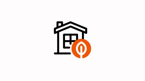 Eco-friendly house icon with leaf symbol. Stock Footage 325383885