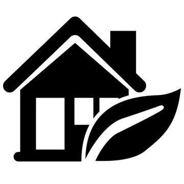 Eco-friendly house with leaf icon. Green house sign. Sustainable green real. Stock Illustration