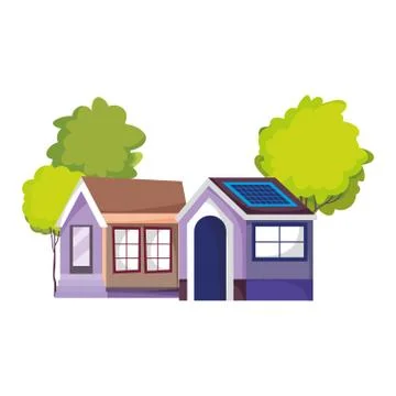 Eco friendly house with solar panel sustainable isolated icon design Ilustración de archivo