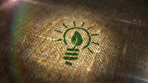 Eco friendly idea sign stamp on linen sack Stock Footage 266259984