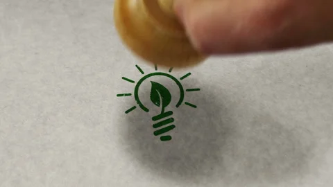 Eco friendly idea stamp and stamping loop animation Stock Footage 266260799