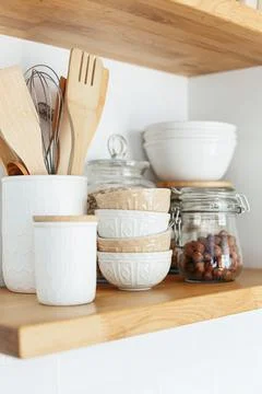 Eco friendly kitchen, zero waste home concept Stock Photos