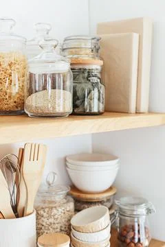 Eco friendly kitchen, zero waste home concept Stock Photos
