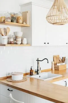 Eco friendly kitchen, zero waste home concept Stock Photos