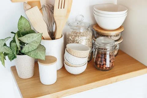Eco friendly kitchen, zero waste home concept Stock Photos
