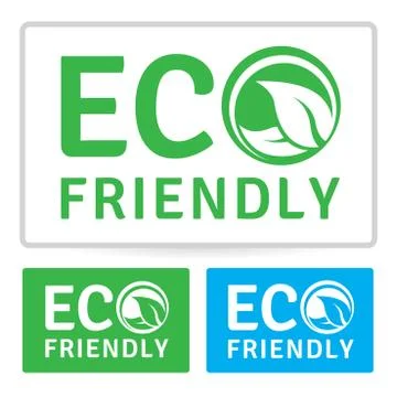 Eco friendly label with leaf icon Stock Illustration