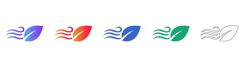 Eco Friendly Leaf with Air Flow Vector Icon Stock Illustration