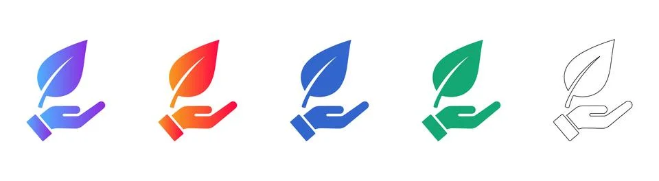 Eco Friendly Leaf and Hand Icons Illustration