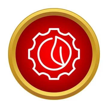 Eco friendly leaf gear icon representing sustainable technology solution Stock Illustration
