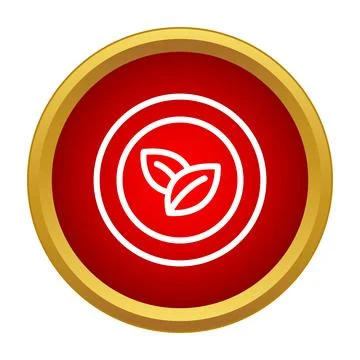 Eco friendly leaf icon on red button 库存插图