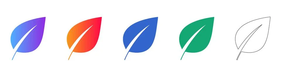 Eco Friendly Leaf Icon Set: Nature &amp; Environment Illustrations Stock Illustration