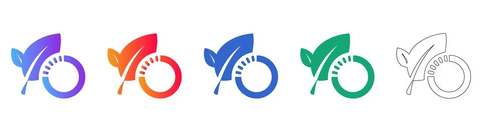 Eco Friendly Leaf Progress Loading Icon Set Stock Illustration