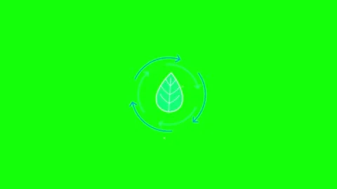 Eco-friendly leaf with rotating arrows animation on green screen background.. 库存影片 344862816