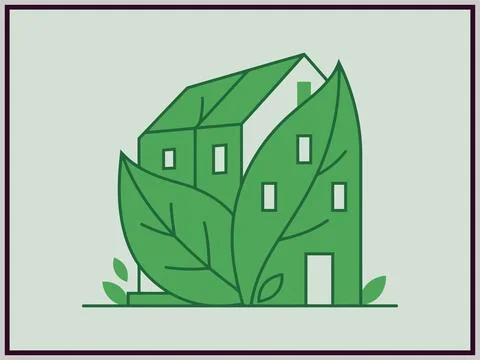 Eco Friendly Leaf Shaped Green House Stock Illustration