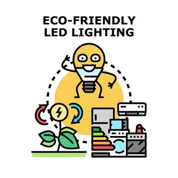 Eco friendly led lighting and energy efficient appliances Stock Illustration