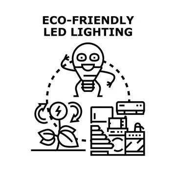 Eco friendly led lighting and energy efficient appliances Stock Illustration