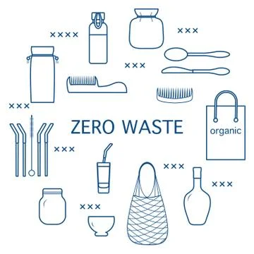 Eco friendly lifestyle Zero waste Reusable product Stock Illustration