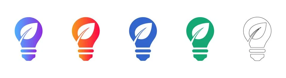 Eco Friendly Light Bulb Gradient Icon Set Stock Illustration