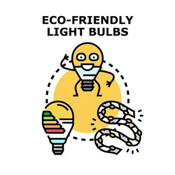 Eco friendly light bulbs saving energy concept Stock Illustration