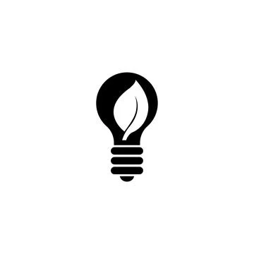 Eco-friendly lightbulb icon with leaf inside, symbolizing green energy Stock Illustration