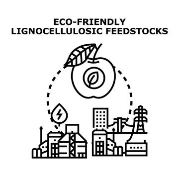 Eco friendly lignocellulosic feedstocks processing biomass energy Stock Illustration