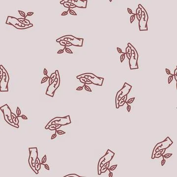 Eco friendly line vector seamless pattern Stock Illustration
