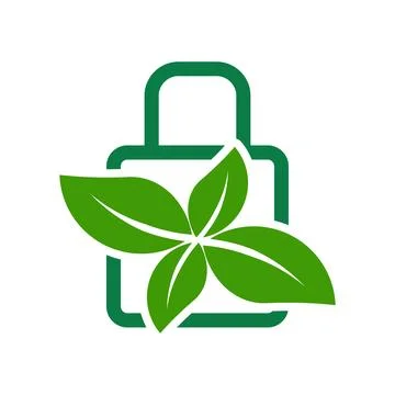 Eco-Friendly Lock Symbol with Green Leaves Representing Nature and Security Stock Illustration