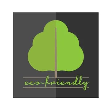 Eco-friendly logo or label with tree symbol and text Stock Illustration