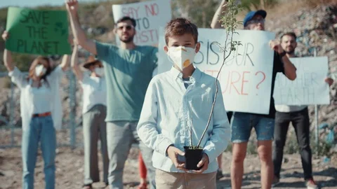 Eco friendly movement. Young multi-age people activists fighting for nature Stock Footage 113927048