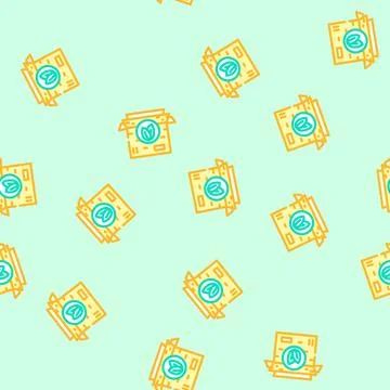 Eco friendly packaging green living vector seamless pattern Stock Illustration