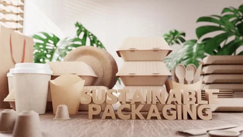Eco-friendly packaging materials displayed Stock Footage 264060930
