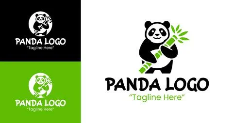 Eco-friendly Panda Logo with Bamboo for Nature Brands Stock-Illustration