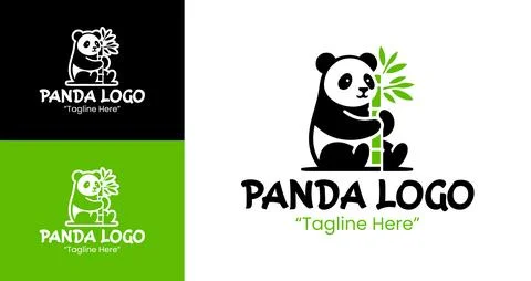 Eco-Friendly Panda Logo with Bamboo Symbol for Green Initiatives イラスト素材