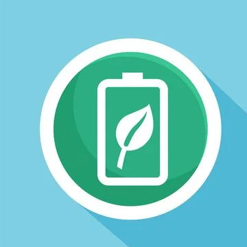 Eco-friendly power battery flat icon vector illustration symbol. Stock Illustration